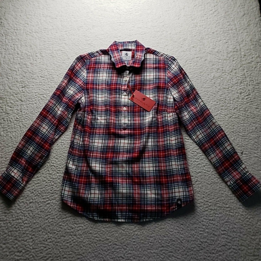 Southern Proper Button Up Shirt Womens Medium Plaid Flannel Long Sleeve Top